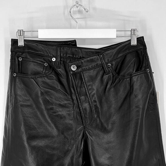 AGOLDE NWT Criss Cross Straight Pants Women’s Size 29 Black Leather Detox - Picture 3 of 7